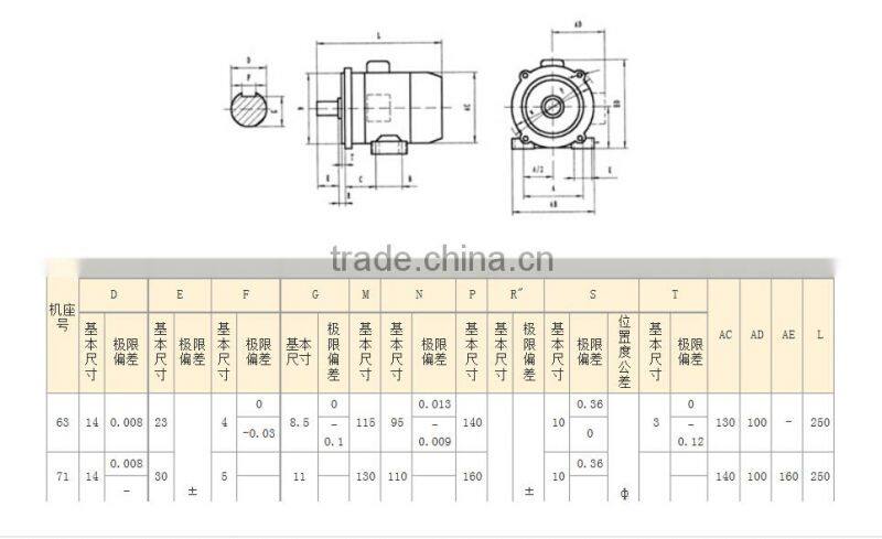 YS series 3-phase electric asynchonous aluminum motor