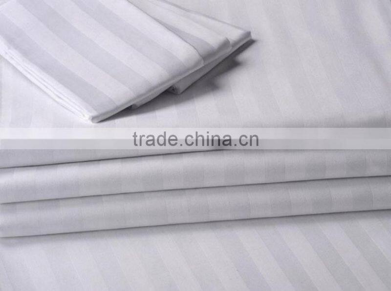 Commonly used white hotel bedding cotton satin stripe fabrics