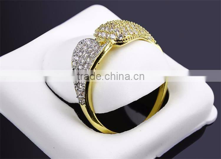 Double Heart Shape Lover Gift 18K Gold and Rhodium Plated Marriage Proposal Ring