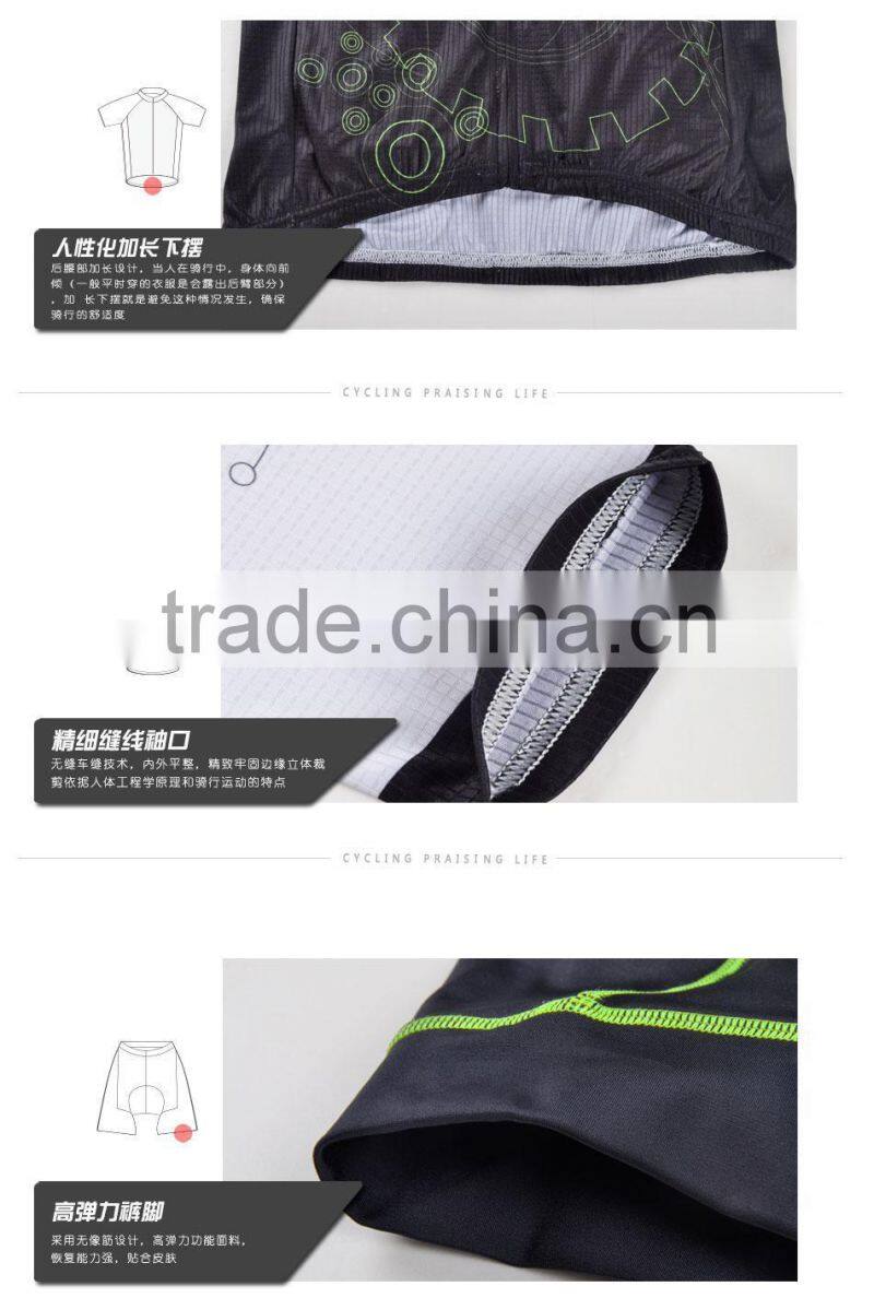 Size YXS To 6XL Ladies Black /Green Design Breathable Cycling Jersey Shorts