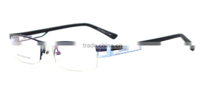 Half-rim metal alloy optical eyeglasses frame stands manufacturing china for adult