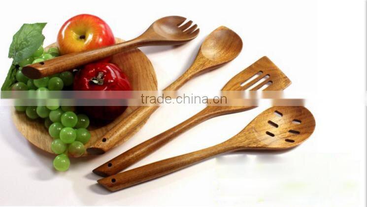 Useful 4-piece Wood Spatula with Silicone Handle Wood Kitchen Utensils Set