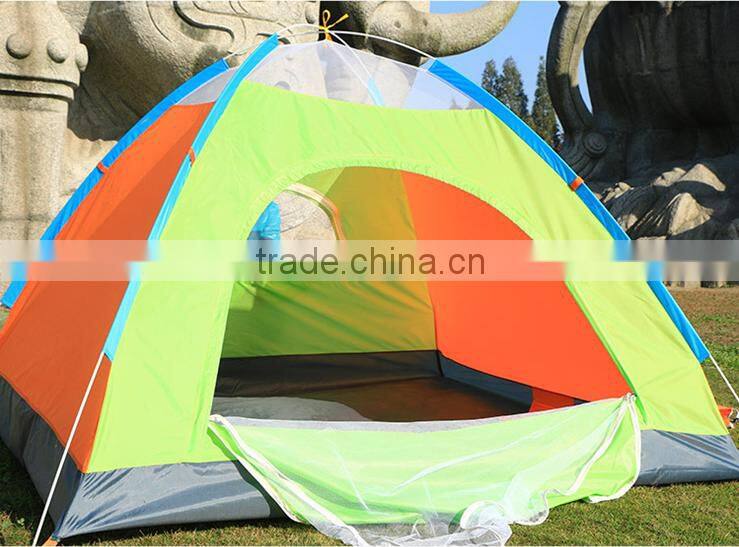 Outdoor camping tent polyester double layer tent for 3-4 persons