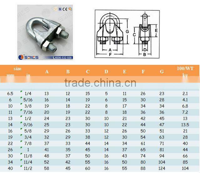 wire rope accessories malleable steel din741 cable clip