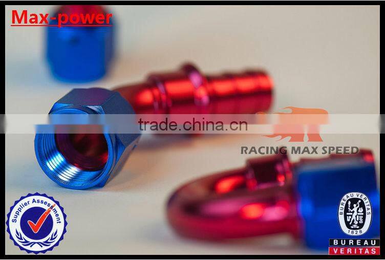 Hot Sale! Oil cooler Hose Fitting 180 degree Push On Hose End AN4 AN6 AN8 AN10 AN12 Blue and Red