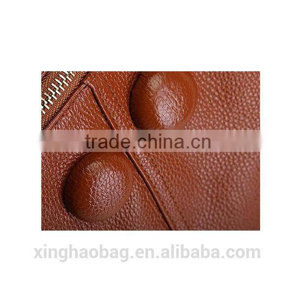 Genuine leather triangle shaped backpack for lady