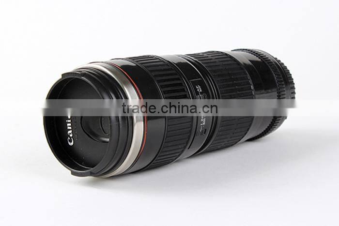 Small Black 2 Generation Stainless Steel Camera Lens Mug Cup for Canon 70-200MM
