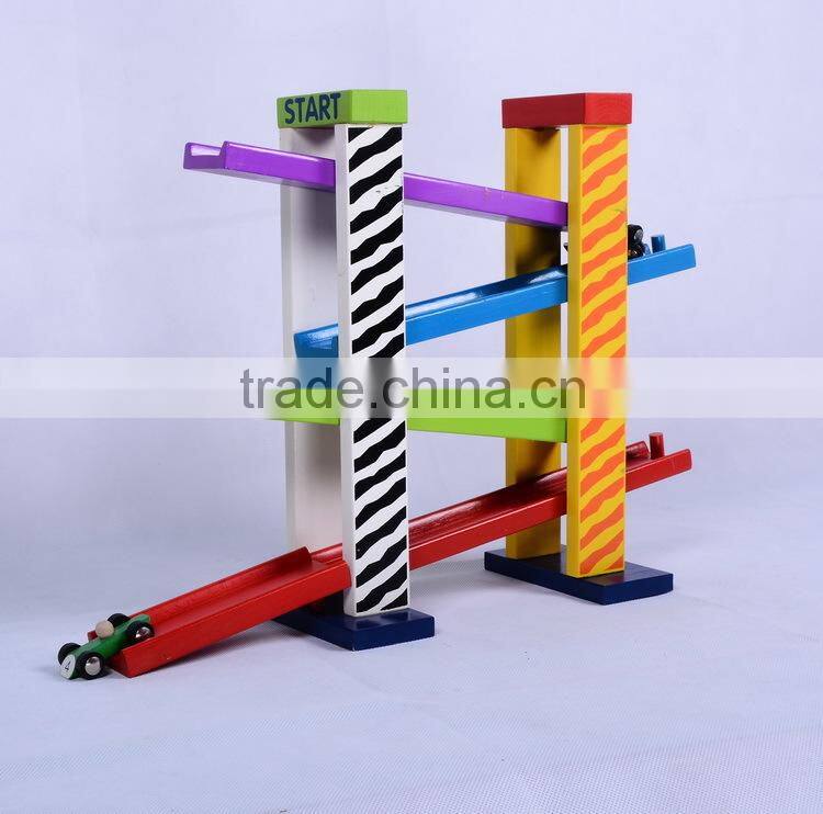 promotional discounts toys car OEM colorful Ramp Racer educational wooden sliding car for kids EZ5133
