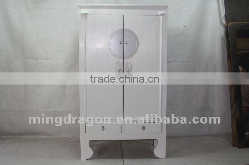 Chinese antique furniture Shanxi pine wood white two drawer two door cabinet