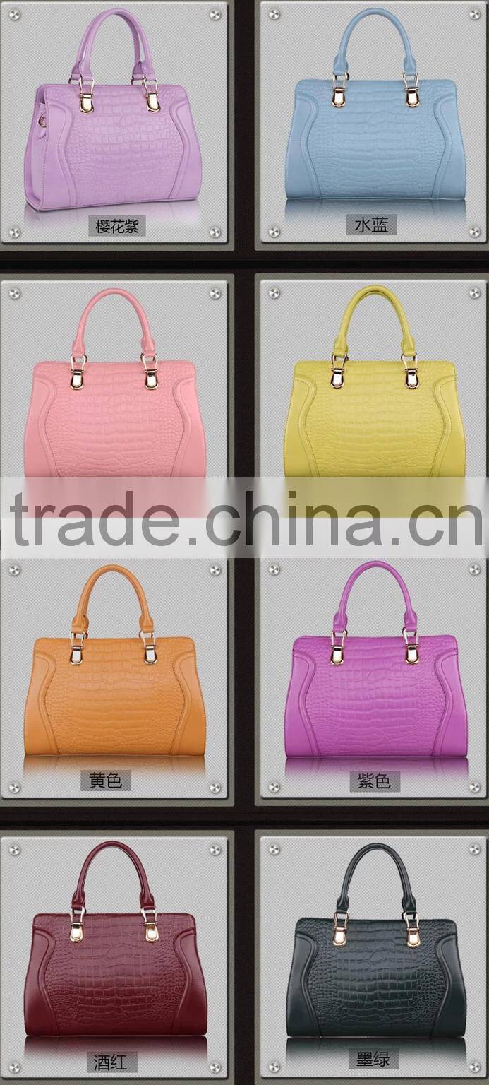fashion wholesale women leather handbag, handbag factory