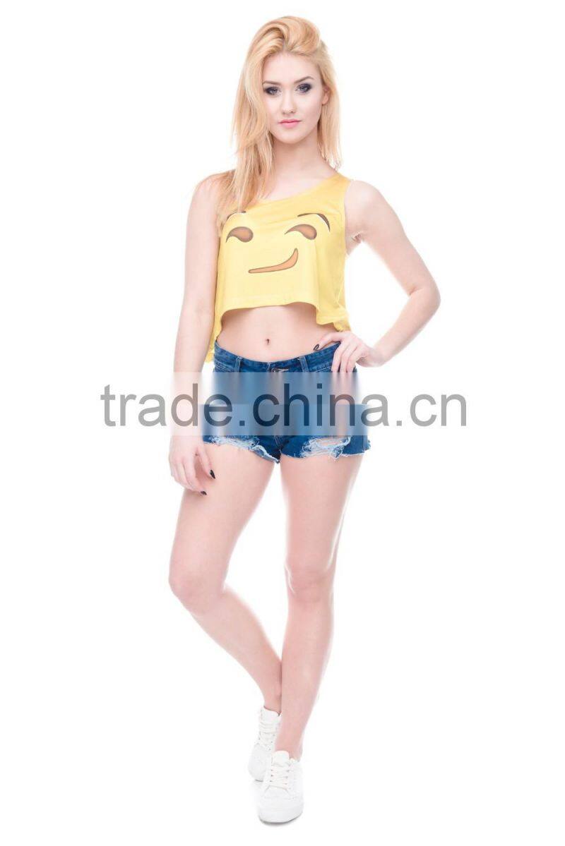 Factory Wholesale Women Top Polyester 3D Fullprint Sexy Woman Crop Top