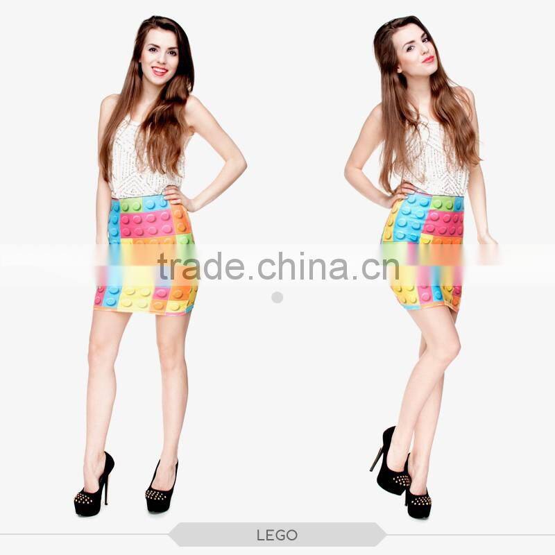 Women fashion summer sexy girls tight slim mini skirt high quality 3d digital full print custom hot sale tube stretchy skirt
