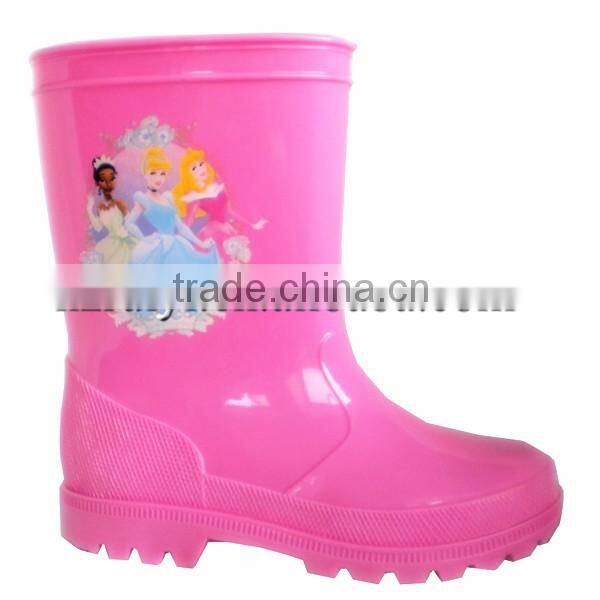 durable kids pvc rain boots construction customized with cartoon printing manufacturer