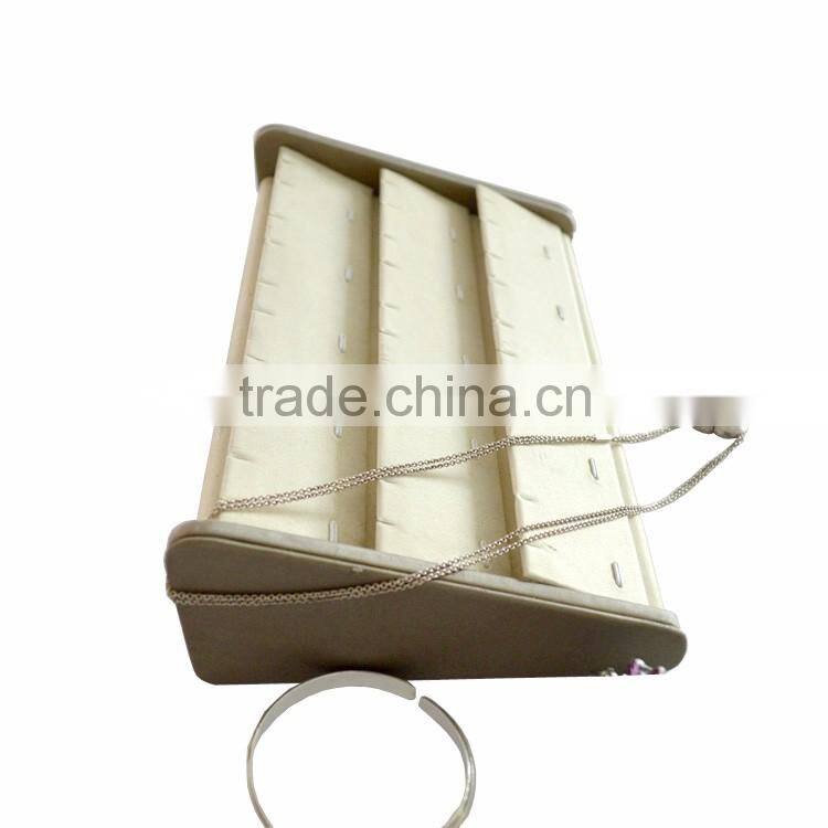 Luxury Countertop Special-purpose Wooden PU Leather Display Stand For Necklace.