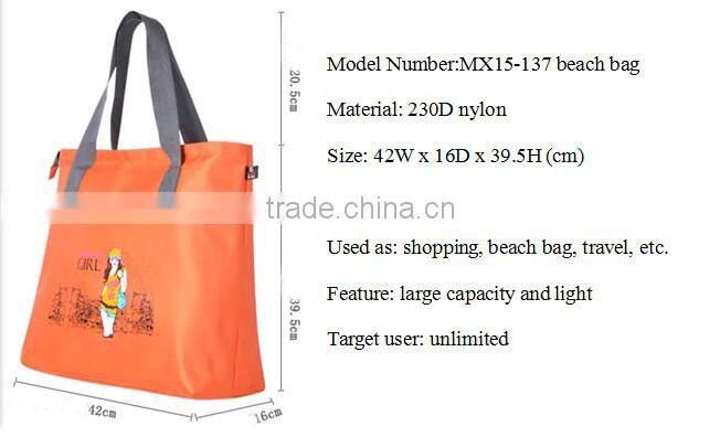 2015 new design ladies tote beach bag