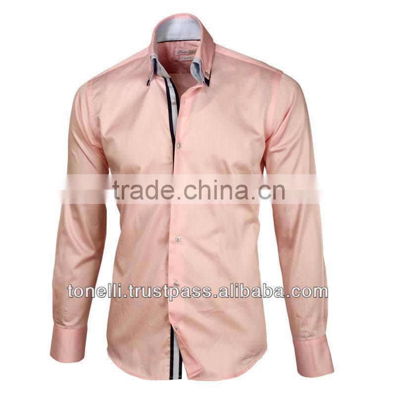 Mens Double Collar Pink Business Shirts - Free Worldwide Shipping