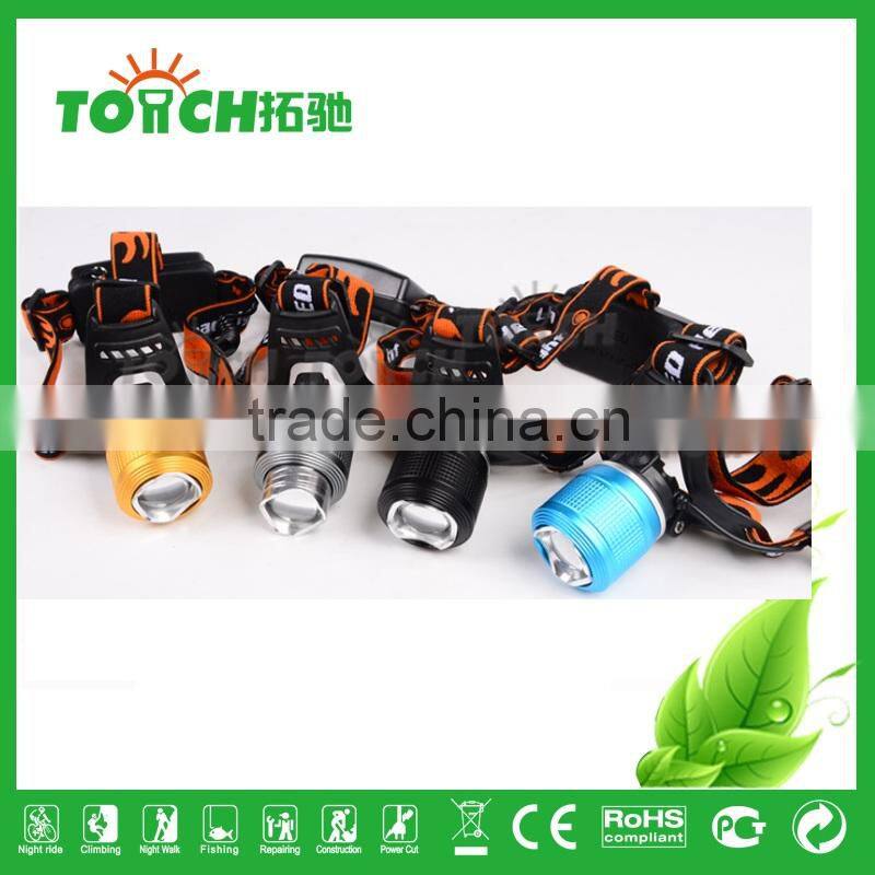 Zoomable LED Headlamps Super Bright Rechargeable headlight use 2*18650 head torchled headlamp