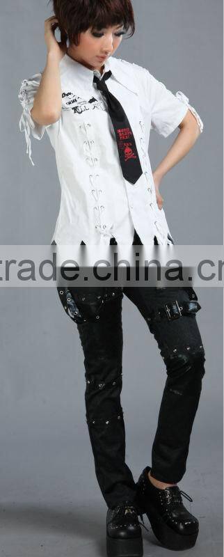 GLP PUNK Britpop interesting skeletons heat press shirt with tie 71247