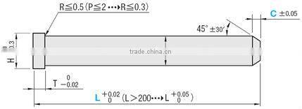 Straight Center Pins With Tip Processed -High Speed Steel SKH51/Shaft Diameter (P) Designation (0.01mm Increments) Type-