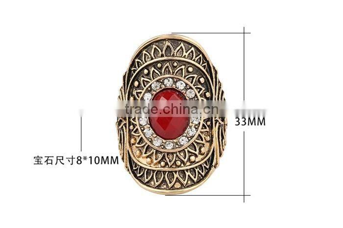 Fashion vintage jewelry zinc alloy gemstone latest gold ring designs for girls
