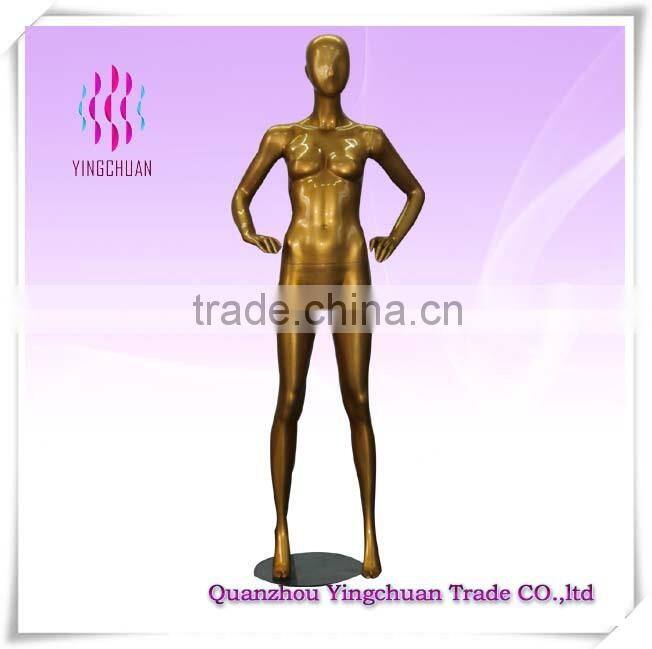 Window display standing fashion pink female mannequin