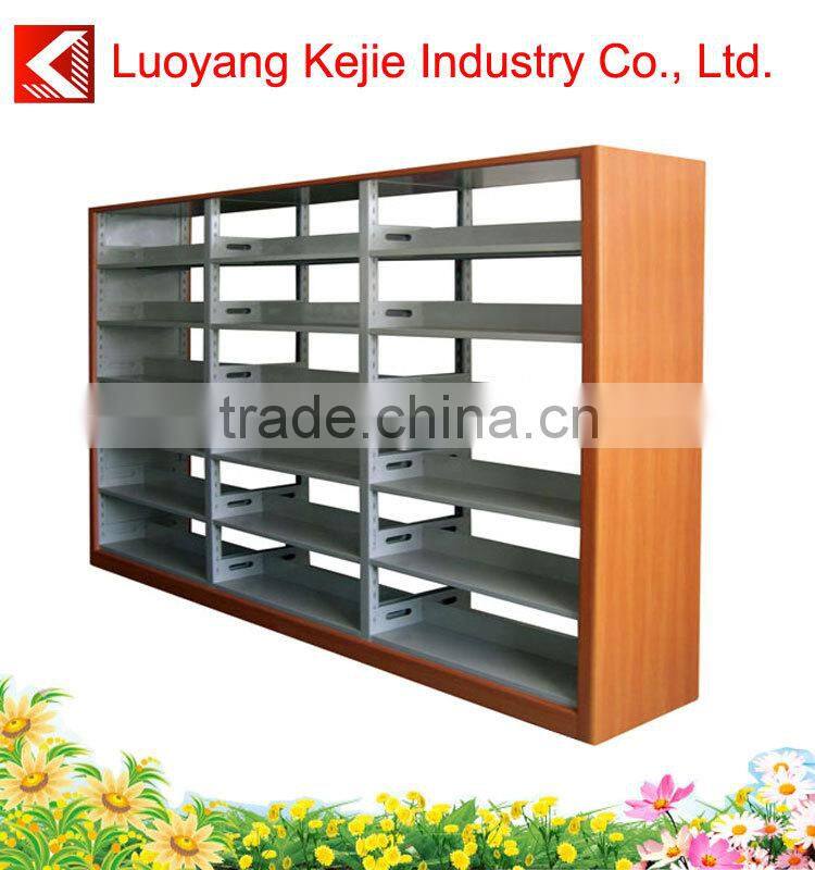 Library Metal Bookcase Steel Bookshelf with 5 Shelves industrial high loading capacity metal shelf/double side steel bookshelf