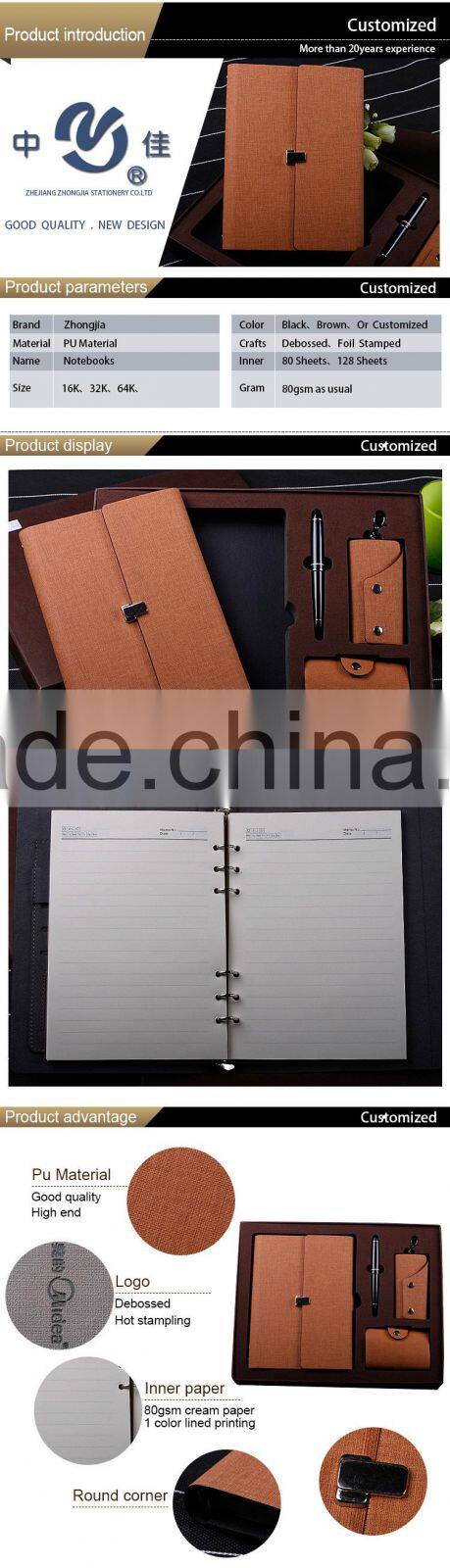 Promotional leather notebook gift set with card holder
