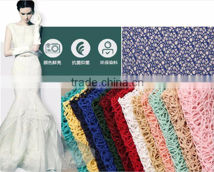 Wholesale polyester spandex lace fabric dress material