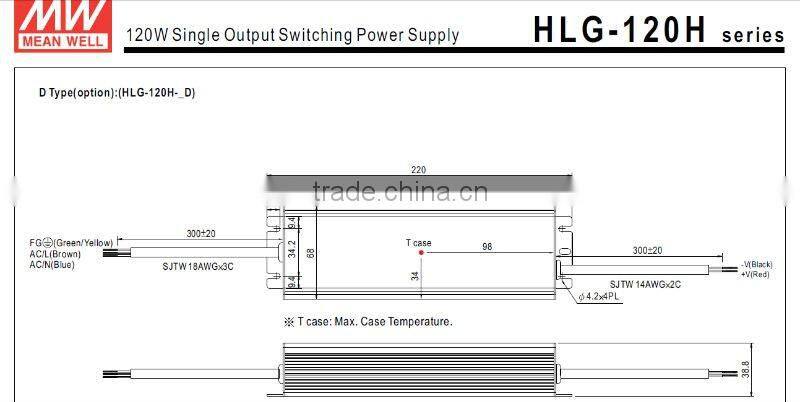 MW 120W HLG-120H Single Output Switching Power Supply