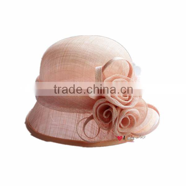 ladies church hats New fancy Sinamay church hats with flowers