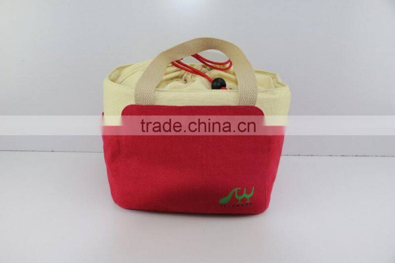 2016 new design cooler bag cotton lunch bag fashion drawstring cooler bag