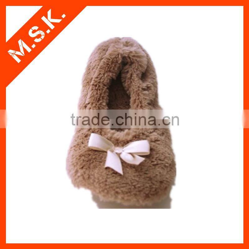 With bowknot soft furry wide ballroom dancing line dance shoes