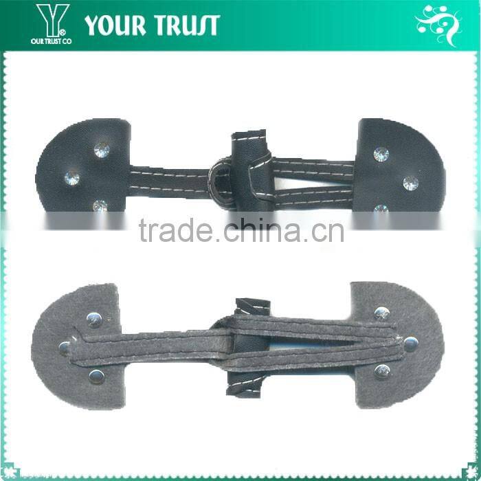 Gunmetal Alloy Buckle Stud Black Coat Leather Toggle Buttons