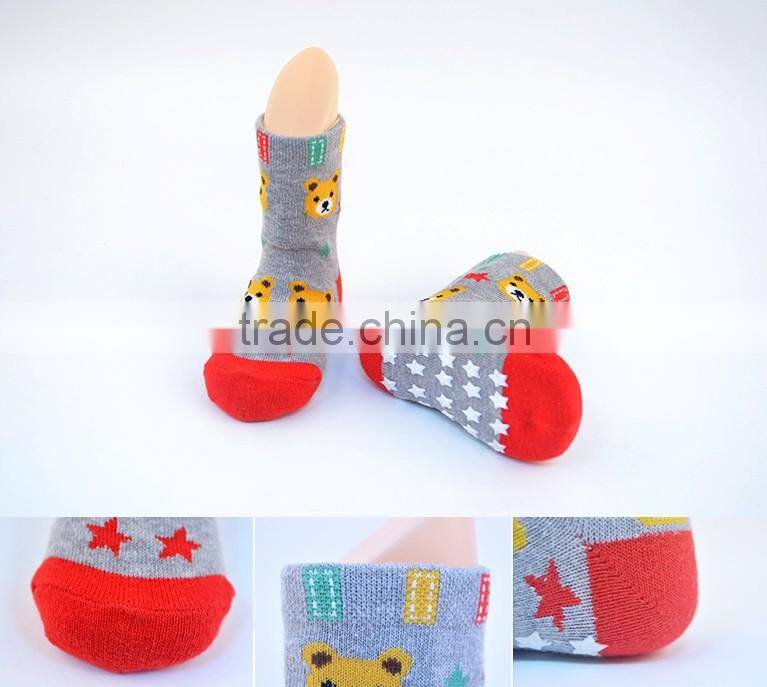 custom animal design cotton anti-slip cartoon boy tube socks