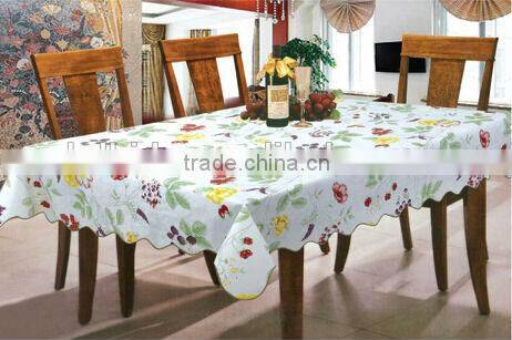 printed 52" round Vinyl table cloth with flannel backing, cheap price and good quality table cover