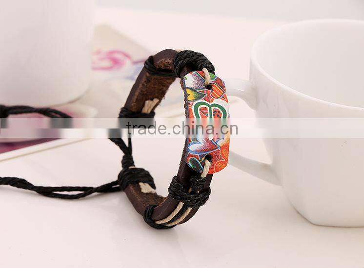 promotional custom leather bracelet, leather cord for jewelry