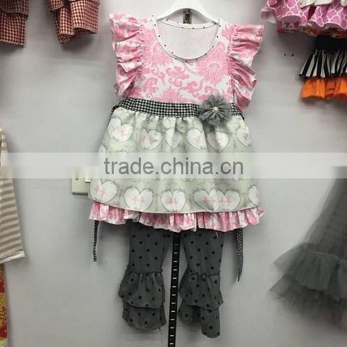 2016 Hot sale rose garden little girls boutique mustard pie remake clothing set