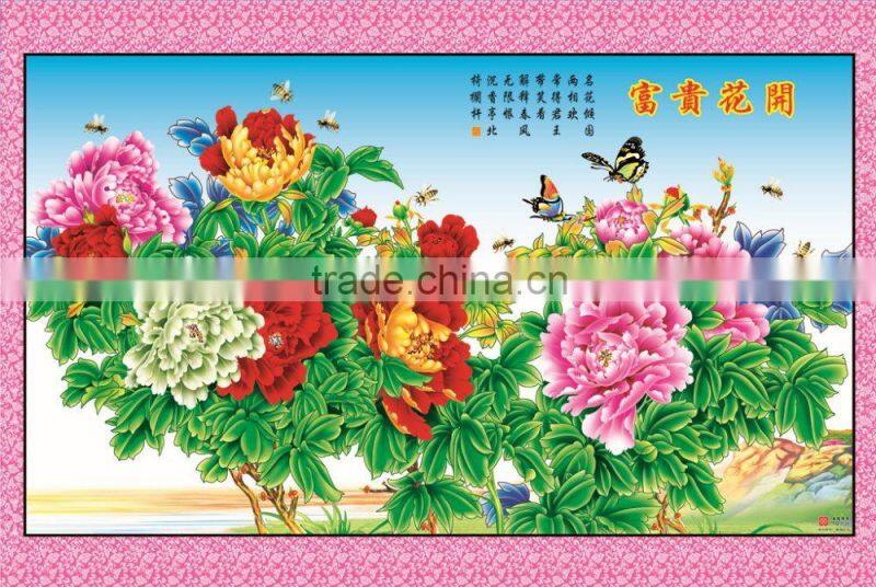 traditional mum flower cross stitch painting chinese writing wallpaper murals