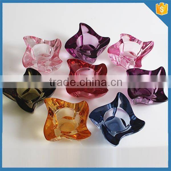 Wholesale beautiful coloured lead free Colored glass candle holder tea light candle holder