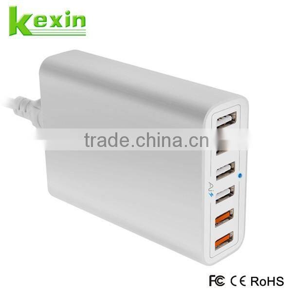 60W 6-Port USB Charging Station Multi Port Travel Charger QC 2.0 Desktop Hub for iPhone 6s / 6 / 6 Plus, iPad Air