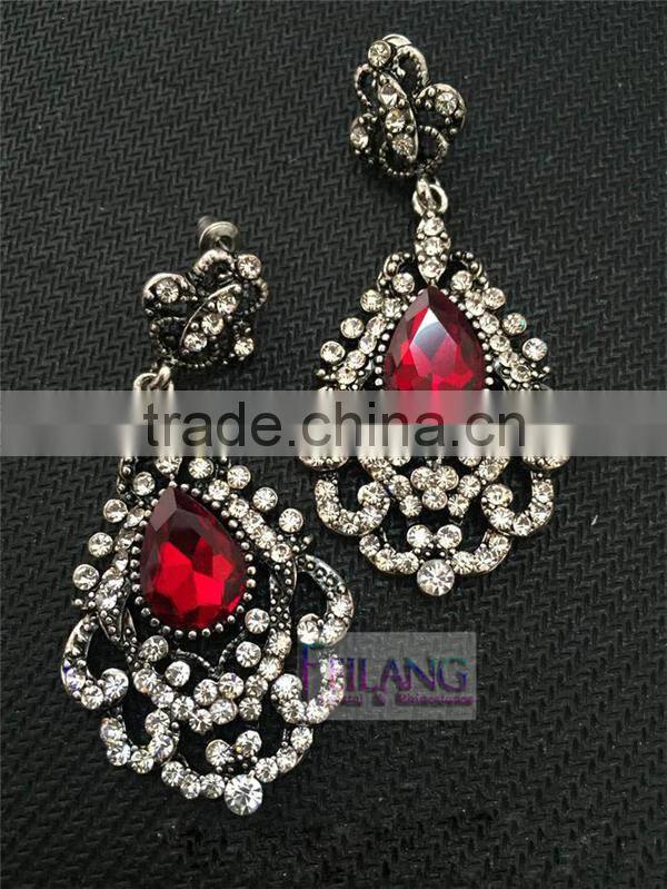 Big Earrings Red Or Black Jewelry Drop Retro Earrings Hypoallergenic