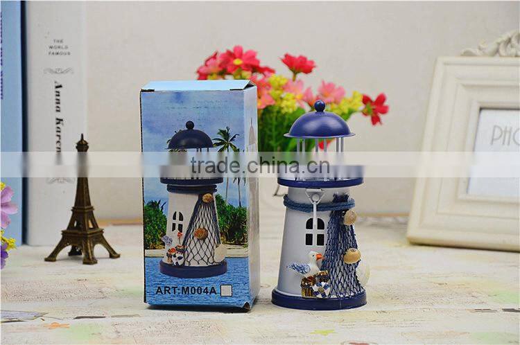 2015 new design mediterranean style lighthouse metal candle holder