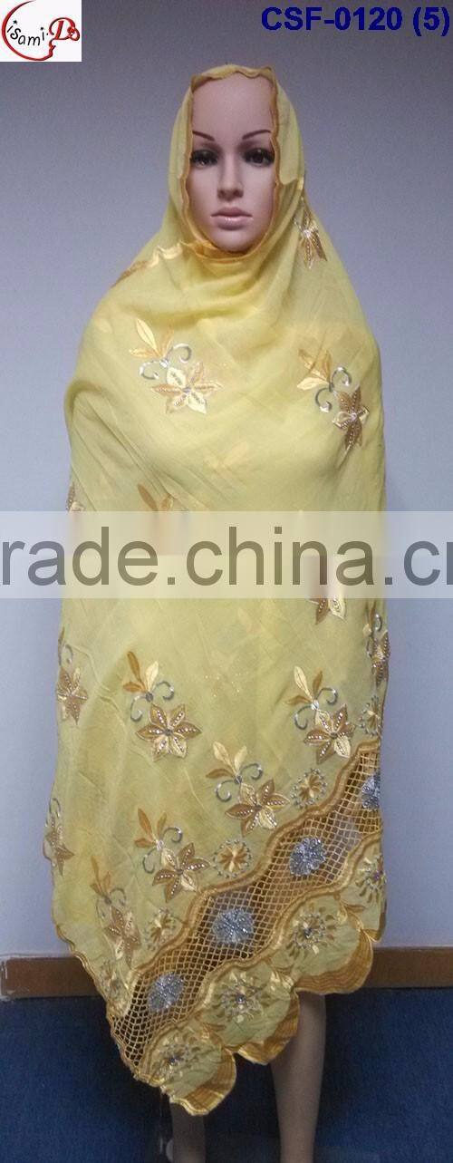 CSF-0120(8) 2016 hot sale Muslim scarf, embroidery scarves, shawls, wrap and pashmina