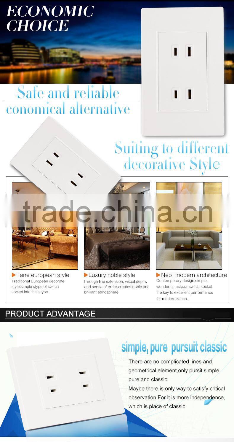 American Standard double 2 pin 4 pin wall mount electrical power white socket outlet