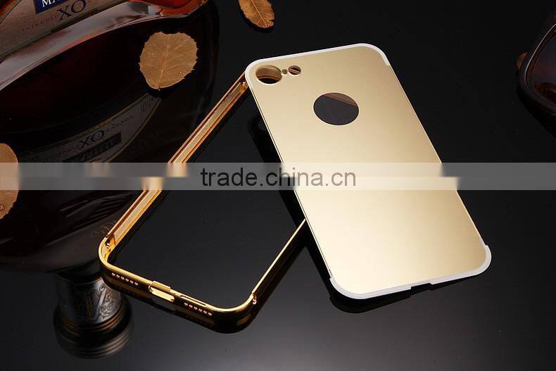 Deluxe Electroplating Mirror TPU Cover for iPhone 7 7 Plus Plating Bumper+Hard Plastic Cover Case