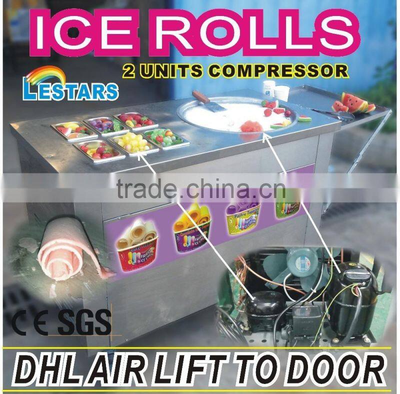 2016 Frozen yogurt fruit instant ice cream rolls machine with real fruits in Thailand