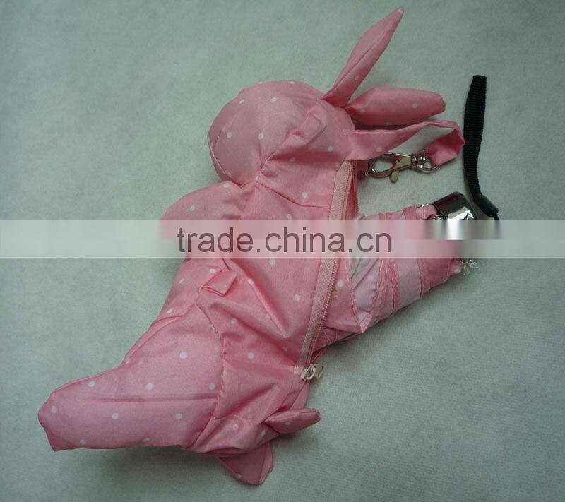 Mini 5 folding umbrella with rabbit shape case