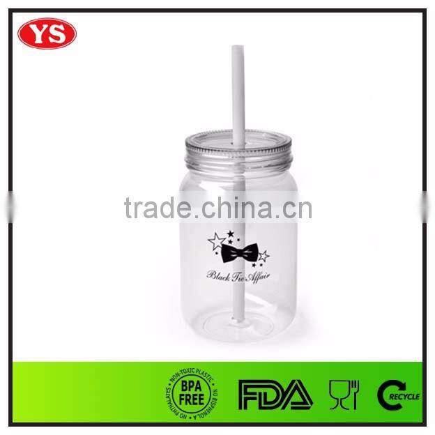 25 oz Single wall plastic acrylic jars with straw and lid