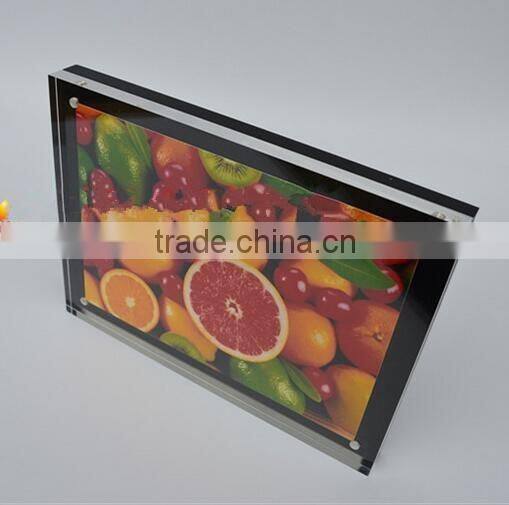 black and clear acrylic magnet photo frame, plexi-glass picture frame
