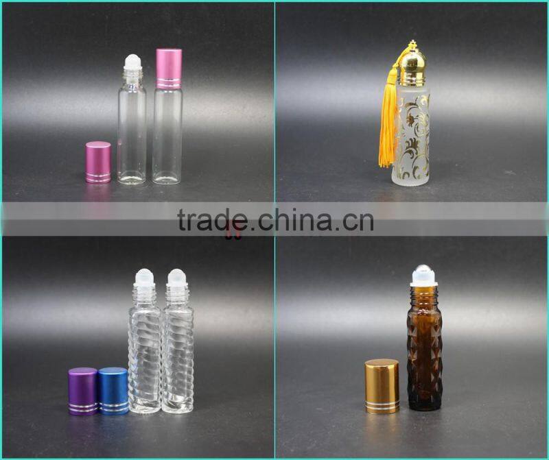 5ml 10ml 15ml clear amber blue glass roll on bottle for perfume